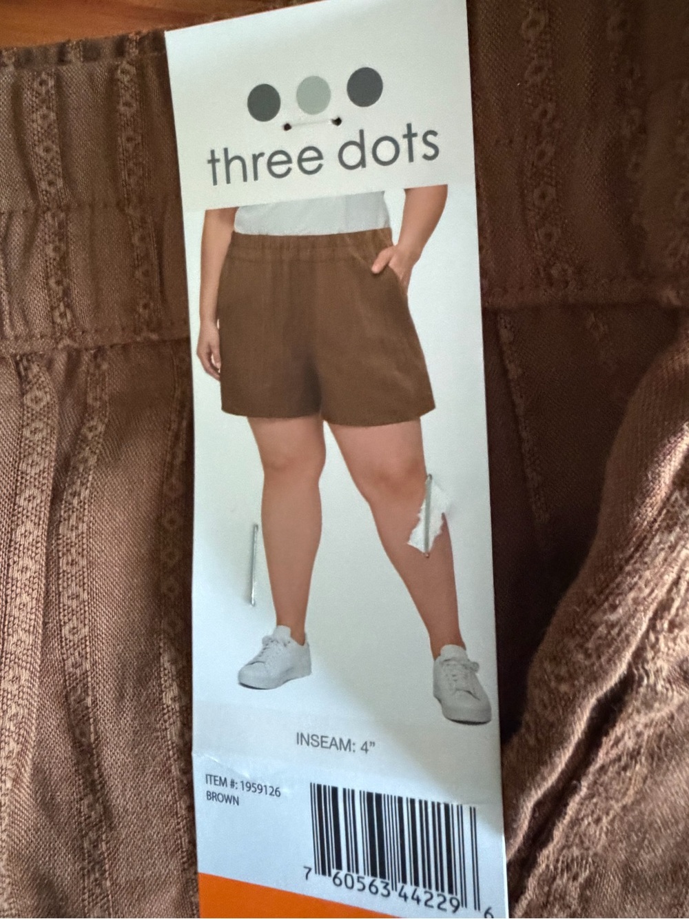 Three Dots Brown Elastic-Waist Athletic Shorts